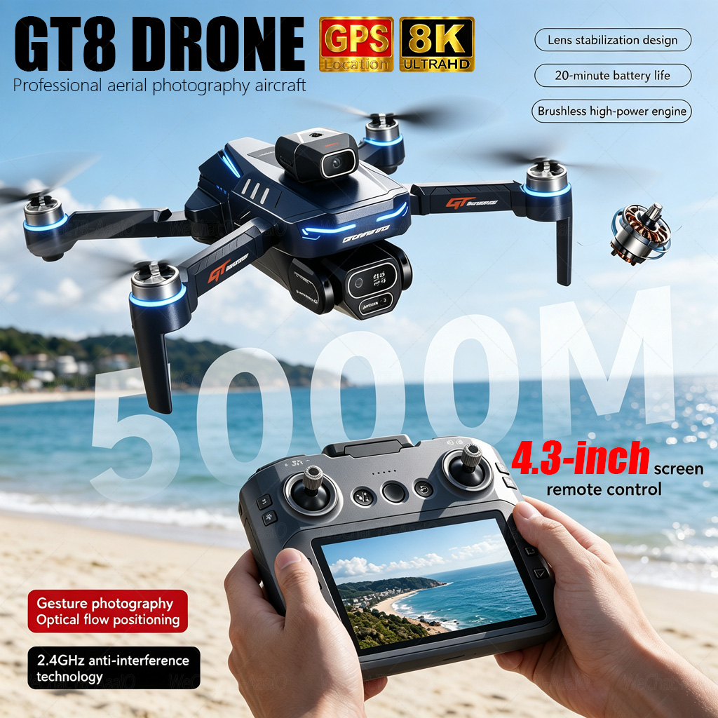 NUEVO Dron GT8 HD RC 4K Profes - Drone Camera Lens reseña y precio